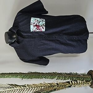 On The Byas Heather Black Short Sleeve Button Down Shirt